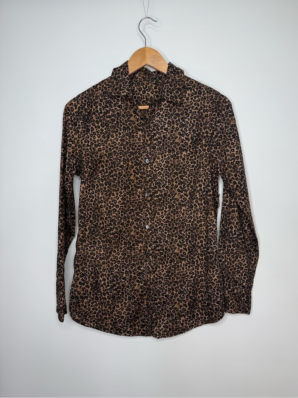 J. McLaughlin Lois Leopard Print Long-Sleeve Button-Up Shirt XS